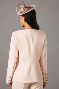 Veste Cintrée à Manches Longues avec Boutons Rose