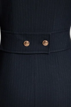 KarenMillen Veste Cintrée À Rayures Tennis Col Montant Simple Boutonnage<Femme Tailleurs|Vestes & Manteaux