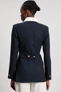 KarenMillen Veste Cintrée À Rayures Tennis Col Montant Simple Boutonnage<Femme Tailleurs|Vestes & Manteaux