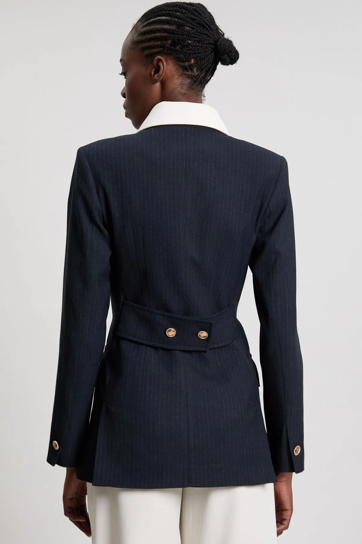 KarenMillen Veste Cintrée À Rayures Tennis Col Montant Simple Boutonnage<Femme Tailleurs|Vestes & Manteaux