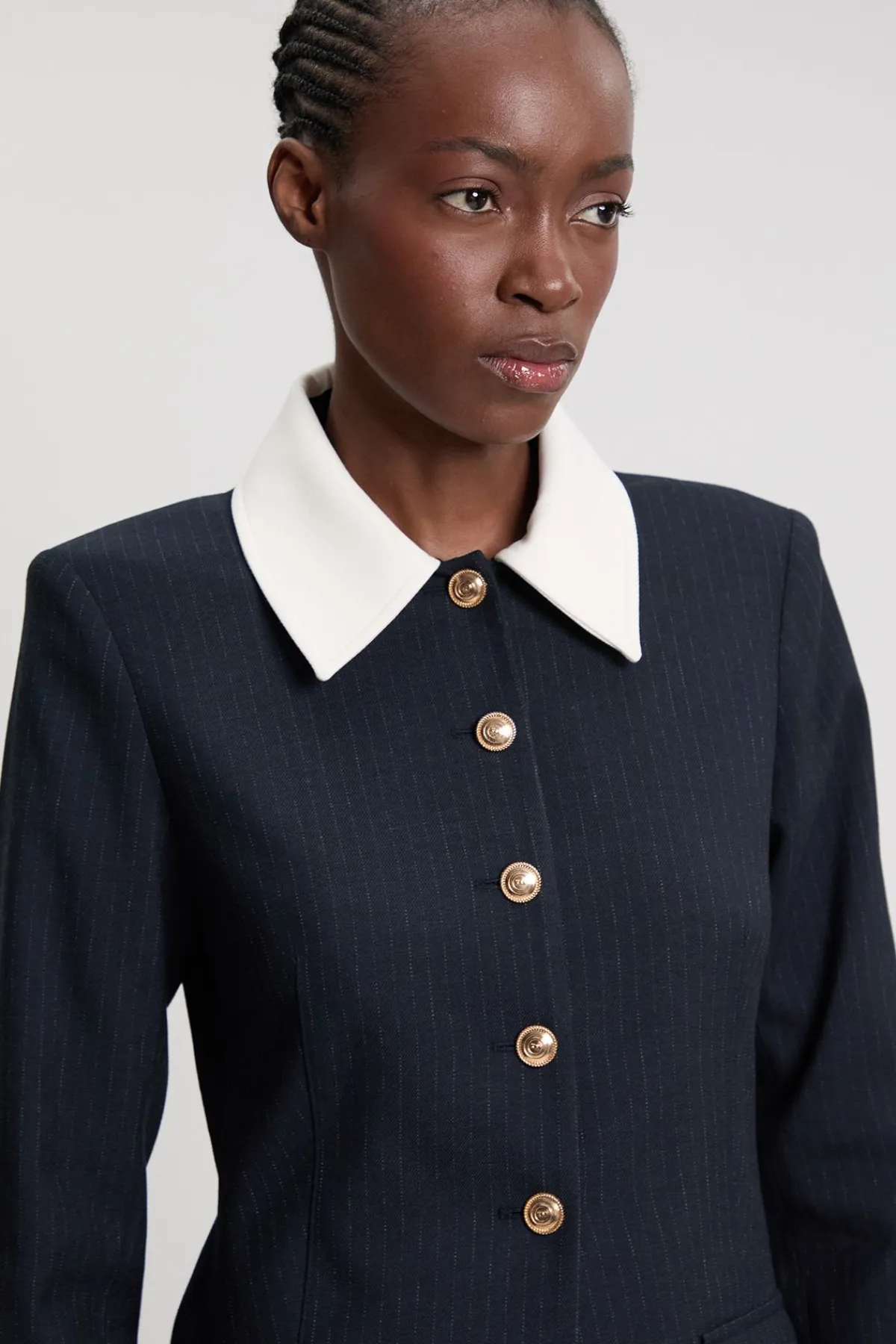 KarenMillen Veste Cintrée À Rayures Tennis Col Montant Simple Boutonnage<Femme Tailleurs|Vestes & Manteaux