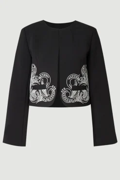 KarenMillen Veste Cintrée Sans Col avec Détails Ajourés<Femme Tailleurs|Vestes & Manteaux