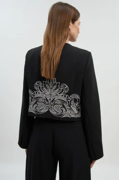 KarenMillen Veste Cintrée Sans Col avec Détails Ajourés<Femme Tailleurs|Vestes & Manteaux