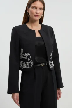 KarenMillen Veste Cintrée Sans Col avec Détails Ajourés<Femme Tailleurs|Vestes & Manteaux