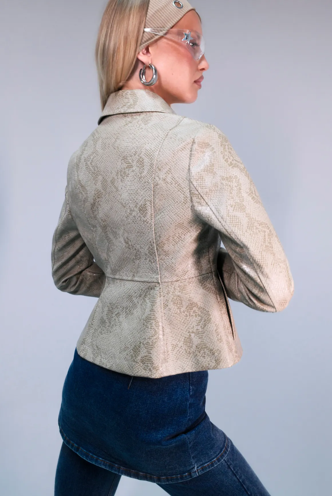 Veste Cintrée À Taille Resserrée En Synthétique Effet Synthétique