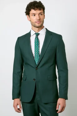Veste Cintrée Vert Foncé À Simple Boutonnage