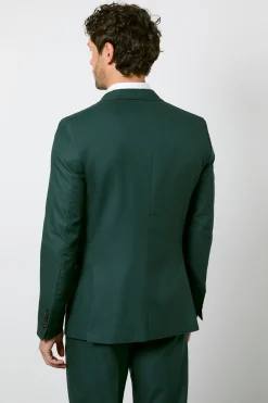 Veste Cintrée Vert Foncé À Simple Boutonnage