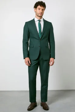 Veste Cintrée Vert Foncé À Simple Boutonnage