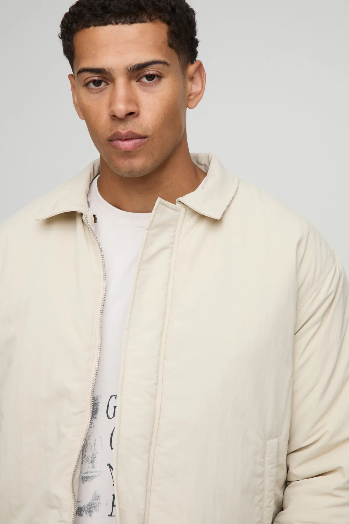boohooMAN Veste coach en nylon froissée à finition pêchée, coupe boxy<Homme Manteaux Et Vestes