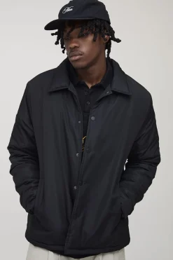 Veste coach longue, coupe régulière, rembourrée, à col