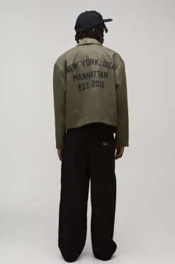 Veste Coach Varsity En Twill Lavé Imprimé Coupe Ample