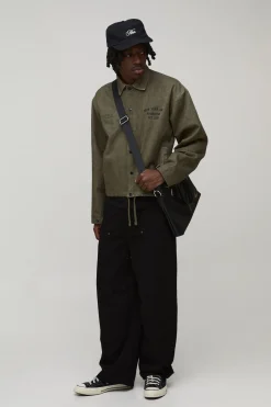 Veste Coach Varsity En Twill Lavé Imprimé Coupe Ample