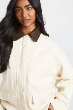 Veste à Col avec Détail de Poches Surdimensionnées