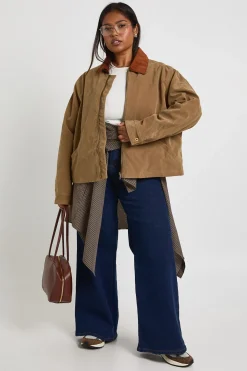 boohoo Veste à col boutonné en suède Plus<Femme Manteaux Et Vestes D’Automne|Vestes & Manteaux