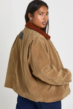 boohoo Veste à col boutonné en suède Plus<Femme Manteaux Et Vestes D’Automne|Vestes & Manteaux