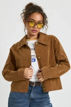 boohoo Veste à col boutonné à l'aspect suédé<Femme Vestes & Manteaux