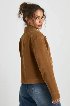 boohoo Veste à col boutonné à l'aspect suédé<Femme Vestes & Manteaux