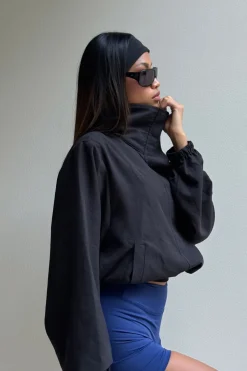 boohoo Veste Col Cheminée Avec Taille Élastiquée<Femme Tops D’Automne|Looks De Rentrée