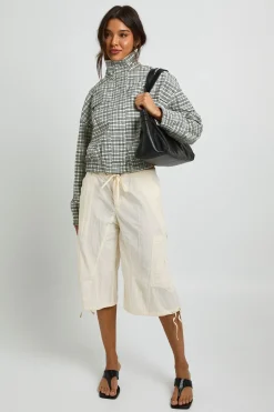 Veste À Col Cheminée À Carreaux