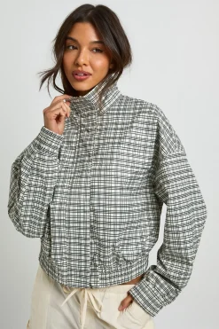 Veste À Col Cheminée À Carreaux