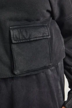 Veste Col Cheminée Effet Délavé Acide Grande Taille