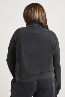 Veste Col Cheminée Effet Délavé Acide Grande Taille