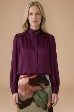 Veste Col Cheminée En Crêpe Satiné Dos