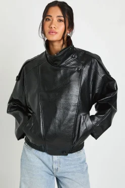 boohoo Veste Col Cheminée En Synthétique<Femme Vestes & Manteaux|Vestes En Similicuir