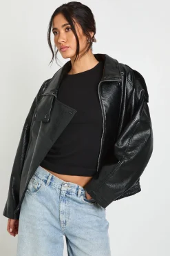 boohoo Veste Col Cheminée En Synthétique<Femme Vestes & Manteaux|Vestes En Similicuir