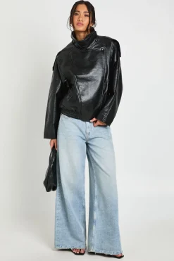 boohoo Veste Col Cheminée En Synthétique<Femme Vestes & Manteaux|Vestes En Similicuir