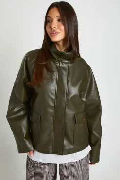 boohoo Veste Col Cheminée En Synthétiquecuir<Femme Vestes & Manteaux|Vestes En Similicuir
