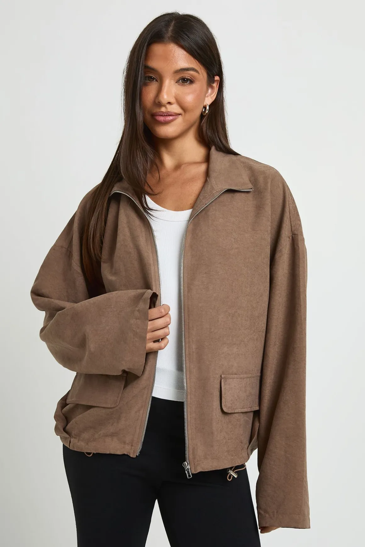 Veste Col Cheminée Grande Taille Effet Peau De Pêche
