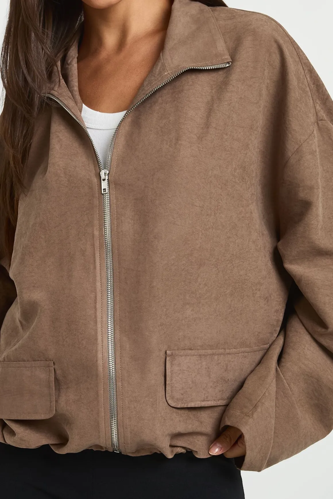 Veste Col Cheminée Grande Taille Effet Peau De Pêche
