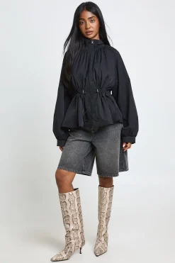Veste Col Cheminée Taille Cintrée