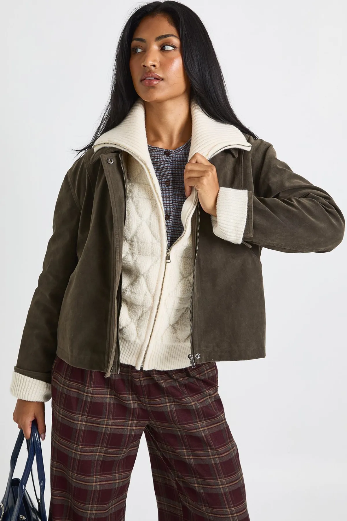 boohoo Veste à col en suède synthétique<Femme Manteaux Et Vestes D’Automne|Vestes & Manteaux