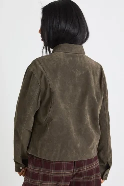 boohoo Veste à col en suède synthétique<Femme Manteaux Et Vestes D’Automne|Vestes & Manteaux