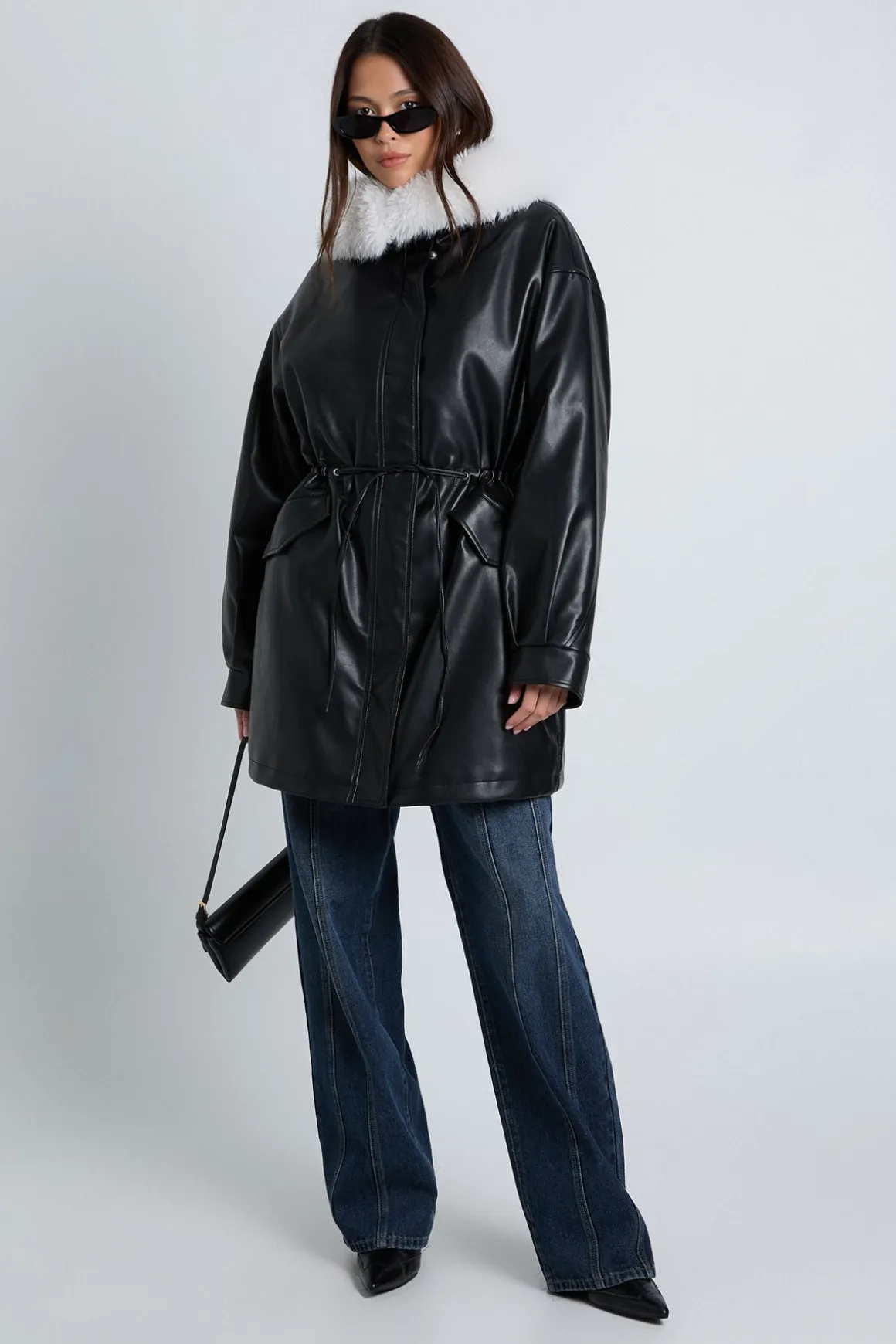 Veste à col en synthétique