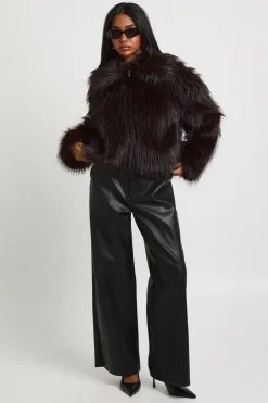 Veste À Col En Synthétique
