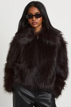 Veste À Col En Synthétique