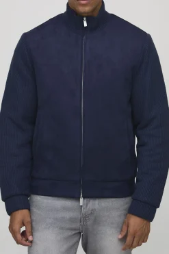 Veste à col entonnoir, coupe régulière, manches texturées en synthétique