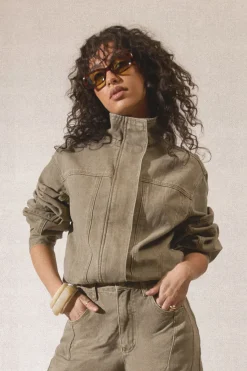 boohoo Veste À Col Montant<Femme Manteaux Et Vestes D’Automne|Denim