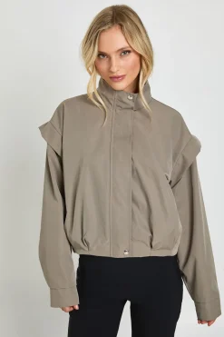 Veste Col Montant Avec Détail D'épaules Petite