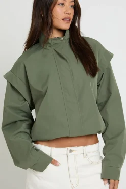 Veste Col Montant Avec Détail D'épaules Structuré Pour Grandes Tailles