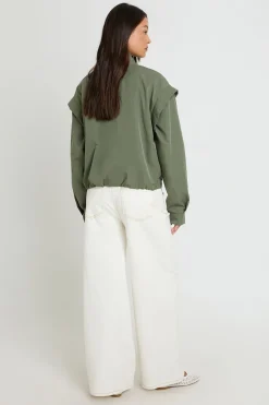 Veste Col Montant Avec Détail D'épaules Structuré Pour Grandes Tailles