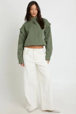 Veste Col Montant Avec Détail D'épaules Structuré Pour Grandes Tailles