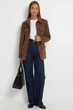 Wallis Veste À Col Montant Avec Détail De Poches<Femme Looks Chocolat|Vestes & Manteaux