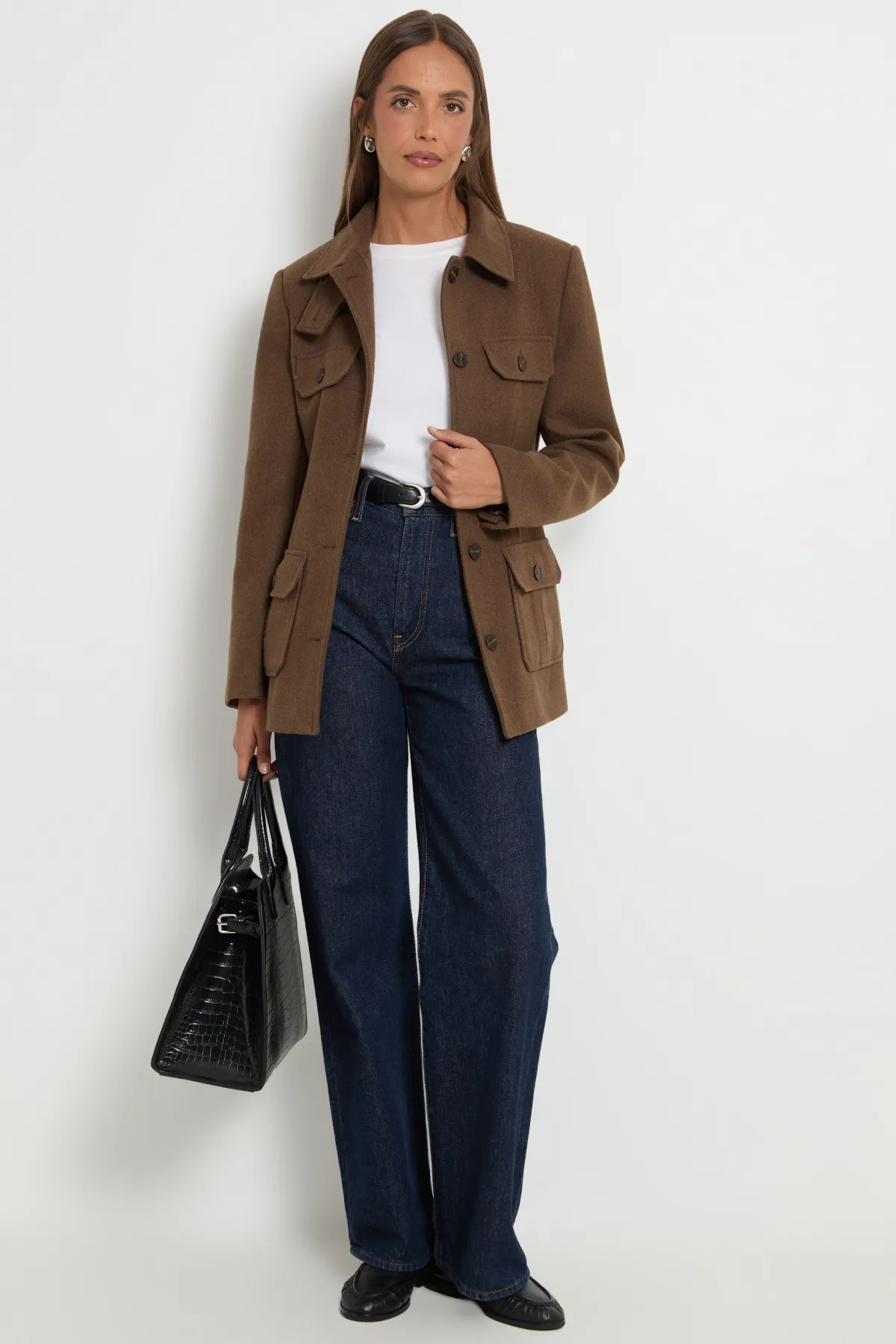 Wallis Veste À Col Montant Avec Détail De Poches<Femme Looks Chocolat|Vestes & Manteaux