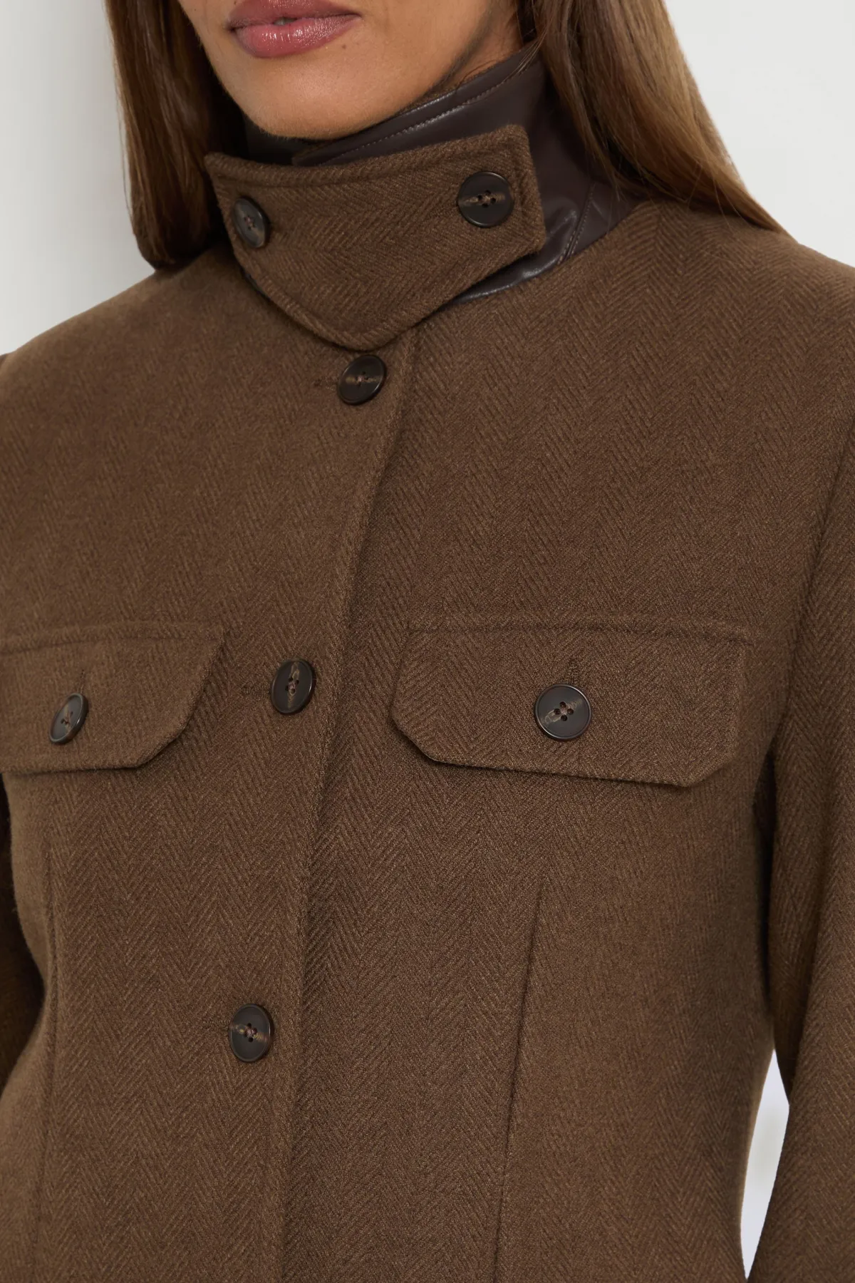 Wallis Veste À Col Montant Avec Détail De Poches<Femme Looks Chocolat|Vestes & Manteaux