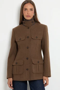 Wallis Veste À Col Montant Avec Détail De Poches<Femme Looks Chocolat|Vestes & Manteaux