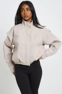Veste Col Montant Avec Détails D'épaules